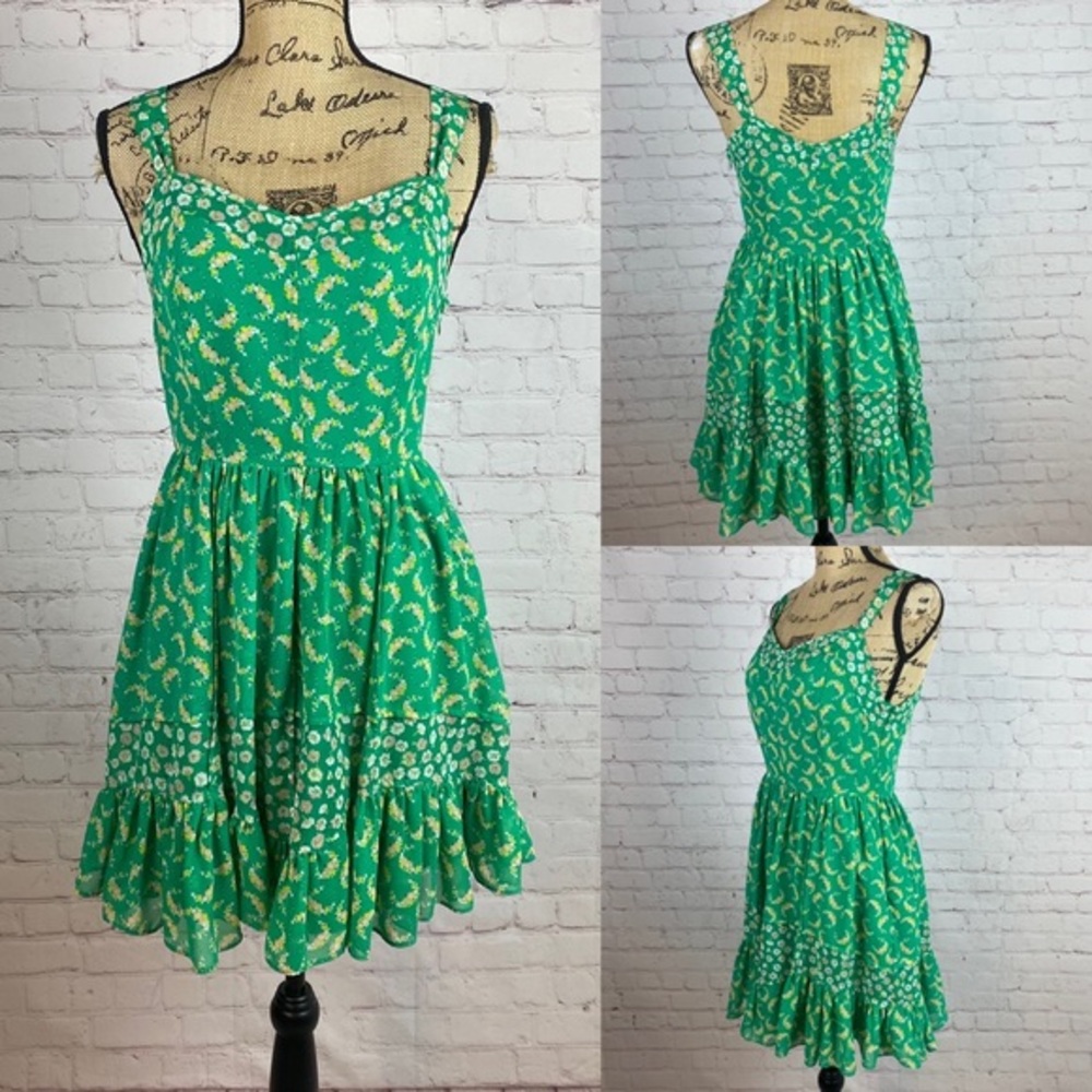 Lauren Conrad Floral Print Princess Seams Ruffled Hem Dress